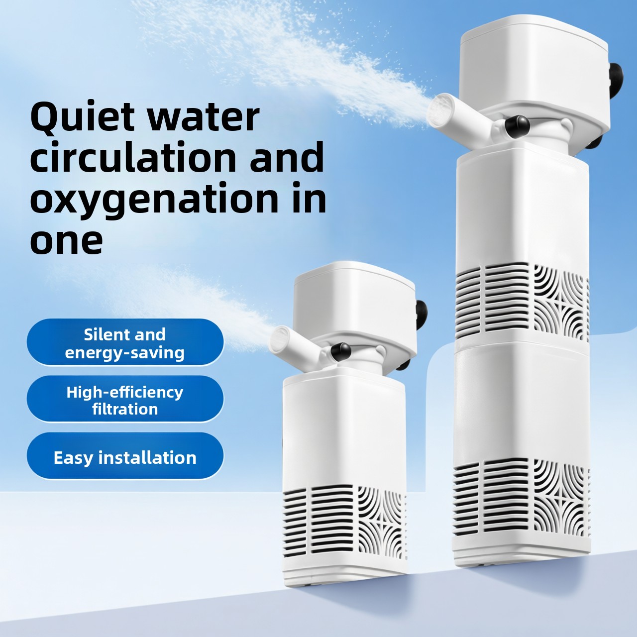 Fish Tank Filter Aquarium - Ultra-Quiet Small Three-In-One Aquarium Filter Circulation