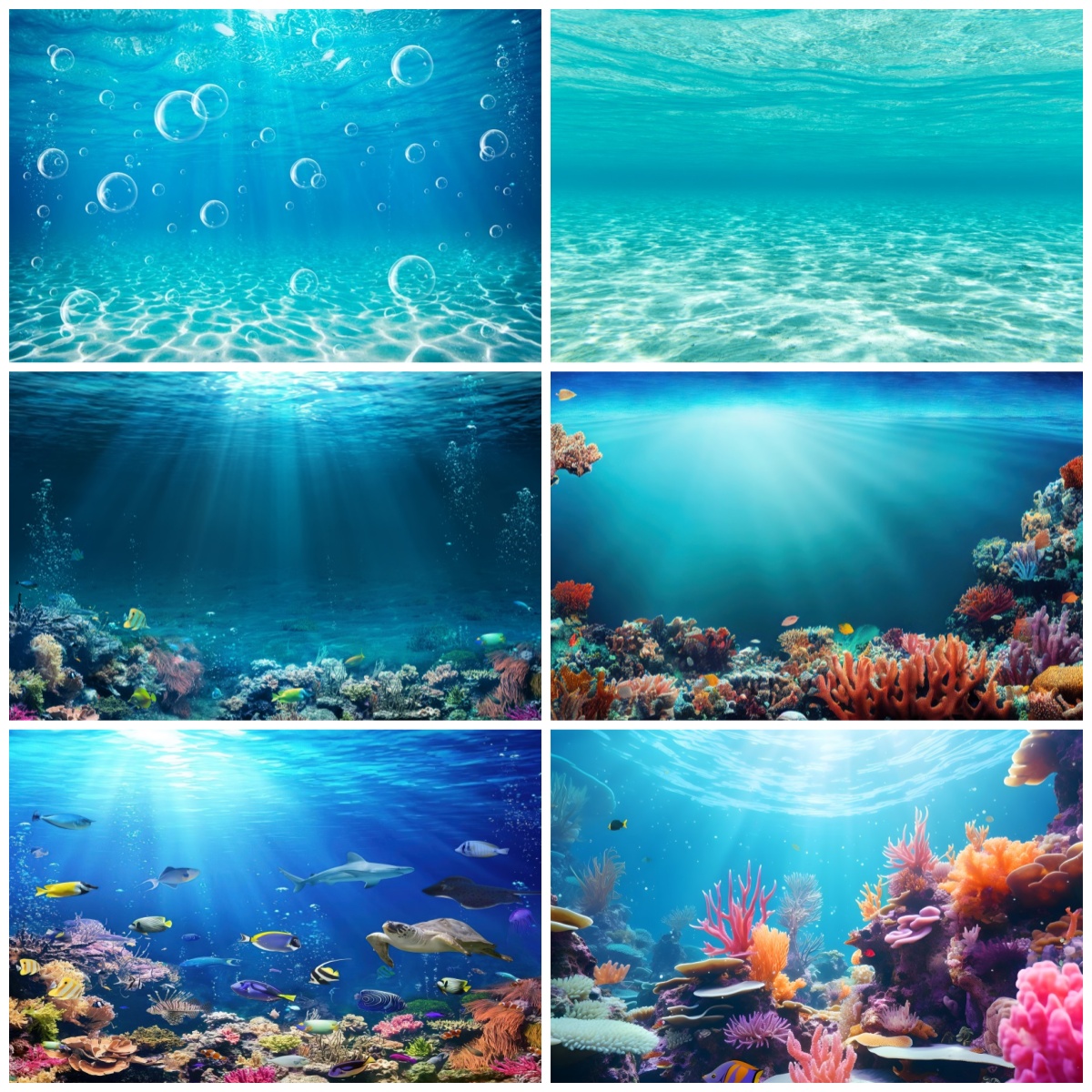 Aquarium Fish World - Underwater World Backdrop Seabed Shark Ocean