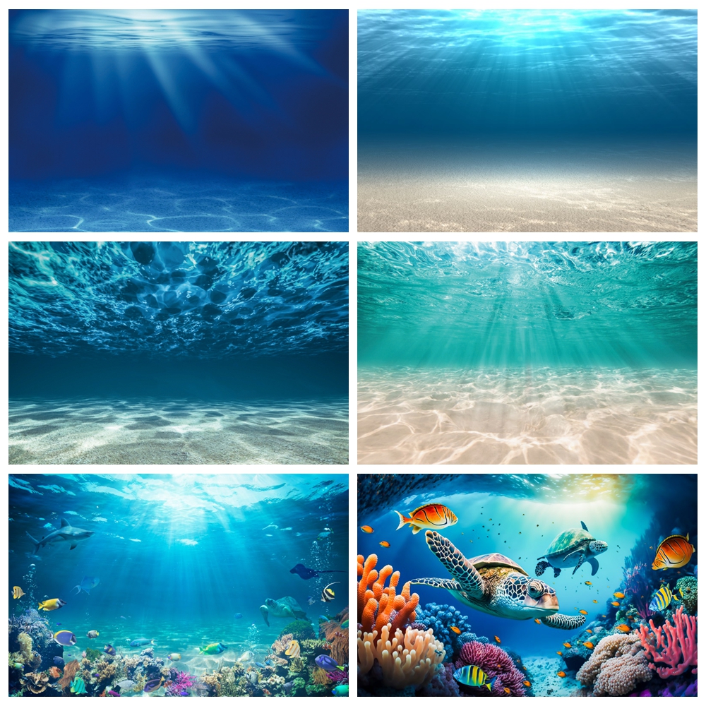 Aquarium Fish World - Underwater World Seabed Backdrop for Photography