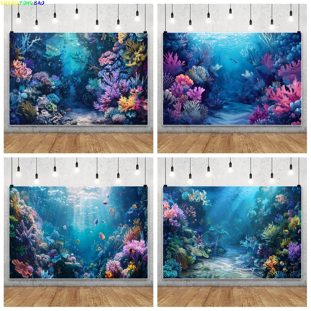 Aquarium Fish World - Blue Underwater World Backdrop Ocean Undersea