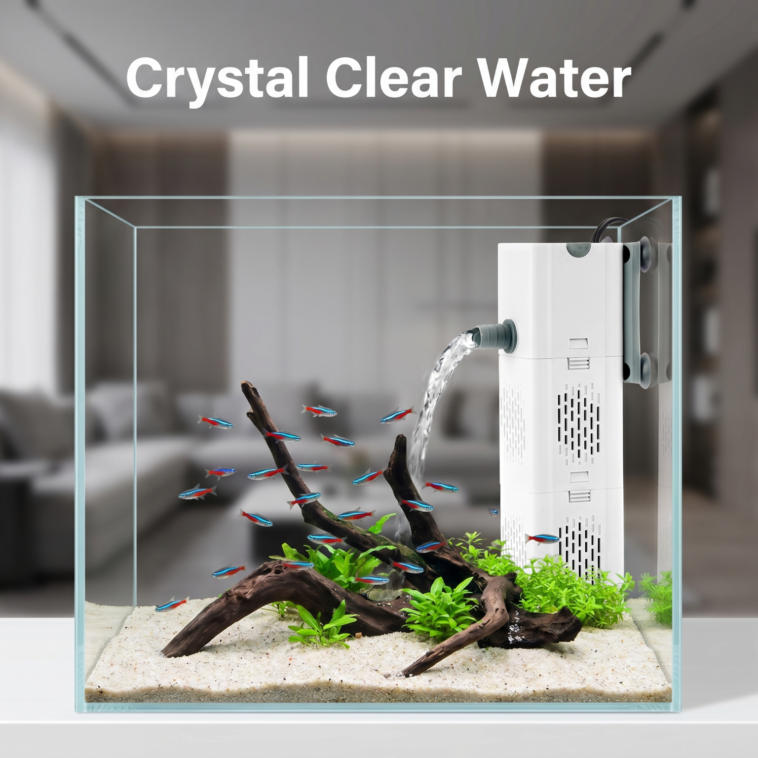 Fish Tank Filter Aquarium - 3 in 1 Aquarium Internal Filter