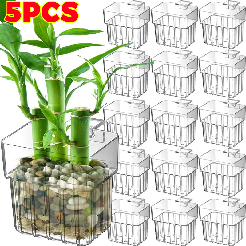 Aquarium Fish Pot - 1/5pcs Aquarium Decoration Plant Cup Transparent